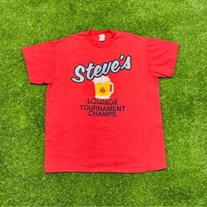 Vintage 80s Single Stitch “Steve’s” Bar T-Shirt Adult Size Medium Red